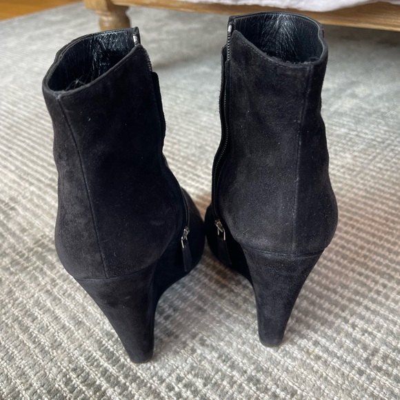 Prada Black Suede Wedge Heel Ankle Boot - Picture 8 of 9